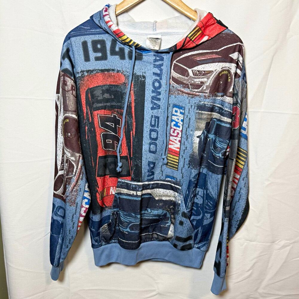 NASCAR Daytona 500 Hoodie Men's S Blue AOP All Over Print Racing Sweatshirt